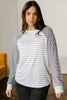 Black Stripe Raglan Patchwork Long Sleeve Tee