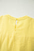 Yellow Cream Tie Half Sleeve Pleated Detail Babydoll Blouse