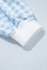 Light Blue Plaid Round Neck Long Sleeve Sweatshirt