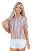Pink Stripe Button up Short Sleeve Shirt