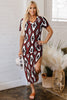Red Western Aztec Printed Long T-shirt Dress