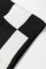 Black Checkered Pattern Loose Drop Shoulder Half Sleeve Sweater