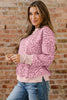 Khaki Leopard Print Patchwork Crew Neck Sweatshirt