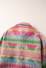 Pink Plus Size Aztec Printed Flap Pocket Shacket