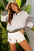 Parchment Striped Colorblock Patchwork Drop Shoulder Sweatshirt