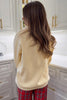 Apricot Merry Christmas and Happy New Year Embroidered Holiday Slogan Sweatshirt