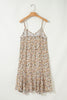 Khaki Boho Floral Printed Tie Waist Flared Sundress