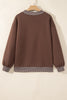 Pink Colorblock Polka Dot Contrast Trim Oversized Sweatshirt