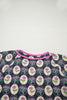 Blue Striped Trim Short Sleeve Vintage Floral Shift Dress