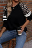 Black Leopard Print Colorblock Raglan Sleeve Sweatshirt