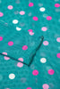 Green Polka Dot Patterned Bodycon Mock Neck Mesh Long Sleeve Top