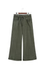 Jungle Green Mineral Wash Seam Detail Flare Leg Drawstring Pants