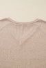 Oatmeal V Neck Contrast Lace Patchwork Long Sleeve Top