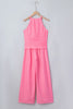 Blue Polka Dot Print Slim Tank Loose Pants 2pcs Outfit