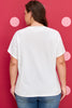 White Plus Size Leopard Bow Embroidered Patch Casual T Shirt