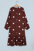 Brown Polka Dot Ruffled Hem Long Sleeve Tie Waist Plus Size Dress
