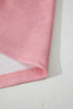 Pink Floral Patched Waffle Textured Colorblock V Neck Casual Hooded Top
