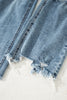 Myosotis Raw Hem Ripped Open Knee Fit Flare Jeans
