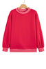 Pink Colorblock Polka Dot Contrast Trim Oversized Sweatshirt