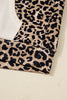 Leopard Print Waffle Contrast Kangaroo Pocket Hooded Sweatshirt