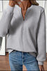 Medium Grey Trendy Textured Half Zip Loose Sweatshirt