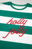 Red Stripe holly jolly Letter Embroidered Pullover Sweatshirt