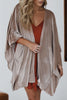 Smoke Gray 3/4 Sleeve Open Front Velvet Kimono