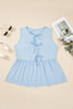 Black Plus Size Solid Color Bow Tie Peplum Tank Top