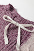Purple Color Block Patchwork Knotted Back Loose Fit Sweater