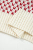 Red Contrast Color Pattern Lantern Sleeve Sweater