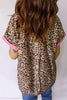 Leopard Print Contrasted Trim Animal Short Sleeve Shirt