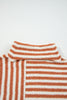 Orange Stripe Cowl Neck Drop Shoulder Sweater