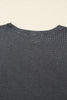 Dark Grey Waffle Knit Patchwork Long Sleeve Loose Top