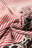 Racing Red Striped Leopard Print Patchwork Button Up Womens Shirt