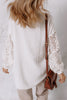 White Cotton Gauze Lace Patchwork Long Sleeve Shirt