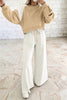 Light Blue Polka Dot Patchwork Colorblock Long Sleeve Casual Two Piece Pants Set