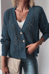 Black Open Knit Drop Shoulder Sweater Cardigan