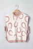 Beige Horse Shoe Western Print Tied Side Cap Sleeve Knitted T Shirt