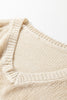 Black Solid V Neck Pointelle Knit Sleeve Patchwork Sweater