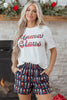 Pink Mama Claus Plaid Letter Tee Nutcracker Shorts 2pcs Lounge Set
