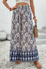 Blue Boho Pattern Print High Waist Wide Leg Loose Pants