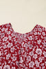 Purple Plus Floral Balloon Sleeve V Neck Relaxed Dress