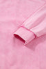 Bright Pink Mineral Wash Crossed Crew Neck Drop Shoulder Loose Sweatshirt