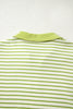 Green Stripe Collared V Neck Drop Shoulder Pullover and Skort 2pcs Outfit