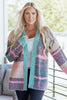 Multicolour Color Block Striped Side Slit Open Front Cardigan