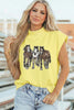 Yellow High Neck Sequin Horse Cap Sleeve Tunic Top