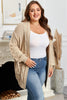 Parchment Cable Knit Braided Tie Sleeve Plus Size Open Cardigan
