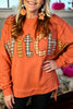 Flamingo Halloween Witchy Plaid Slogan Embroidered Patch Tunic Sweatshirt