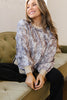 Khaki Abstract Camo Print Colorblock Trim Side Split Tunic Sweatshirt