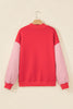 Pink Plaid Sleeve Colorblock Loose Tunic Sweatshirt